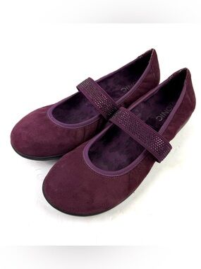Vionic Fern Maryjane Shoes 6 Burgundy Suede Rhinestone Chic Parisian Inspired